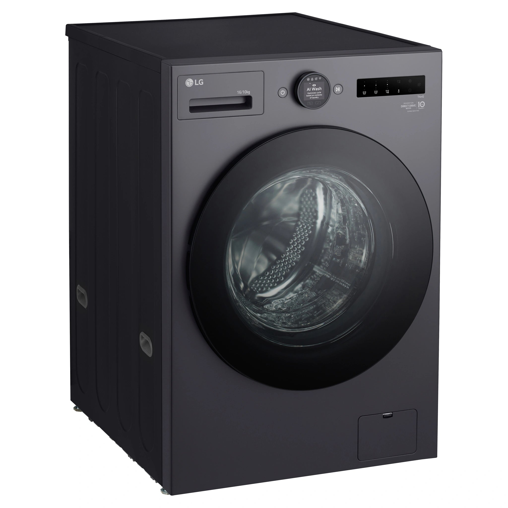 LG 16kg/10kg Graphite Front Load Washing Machine WXLC1016GX, Left Side View