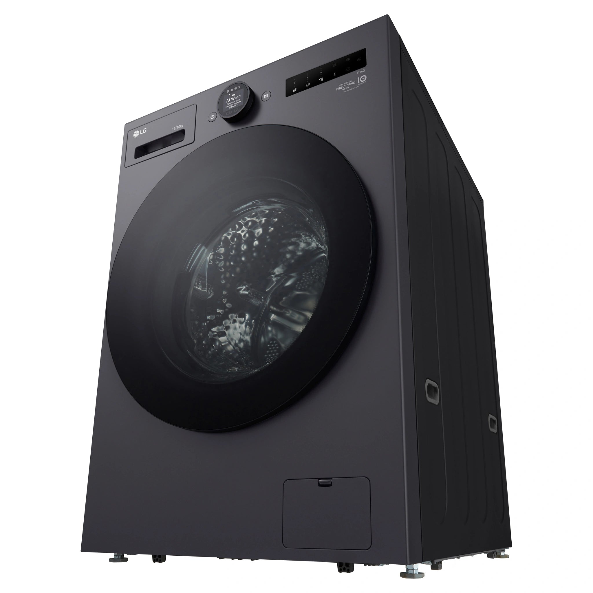 LG 16kg/10kg Graphite Front Load Washing Machine WXLC1016GX, Right Side Bottom View