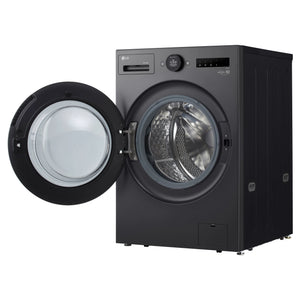 LG 16kg/10kg Graphite Front Load Washing Machine WXLC1016GX, Right Side View with Door Open