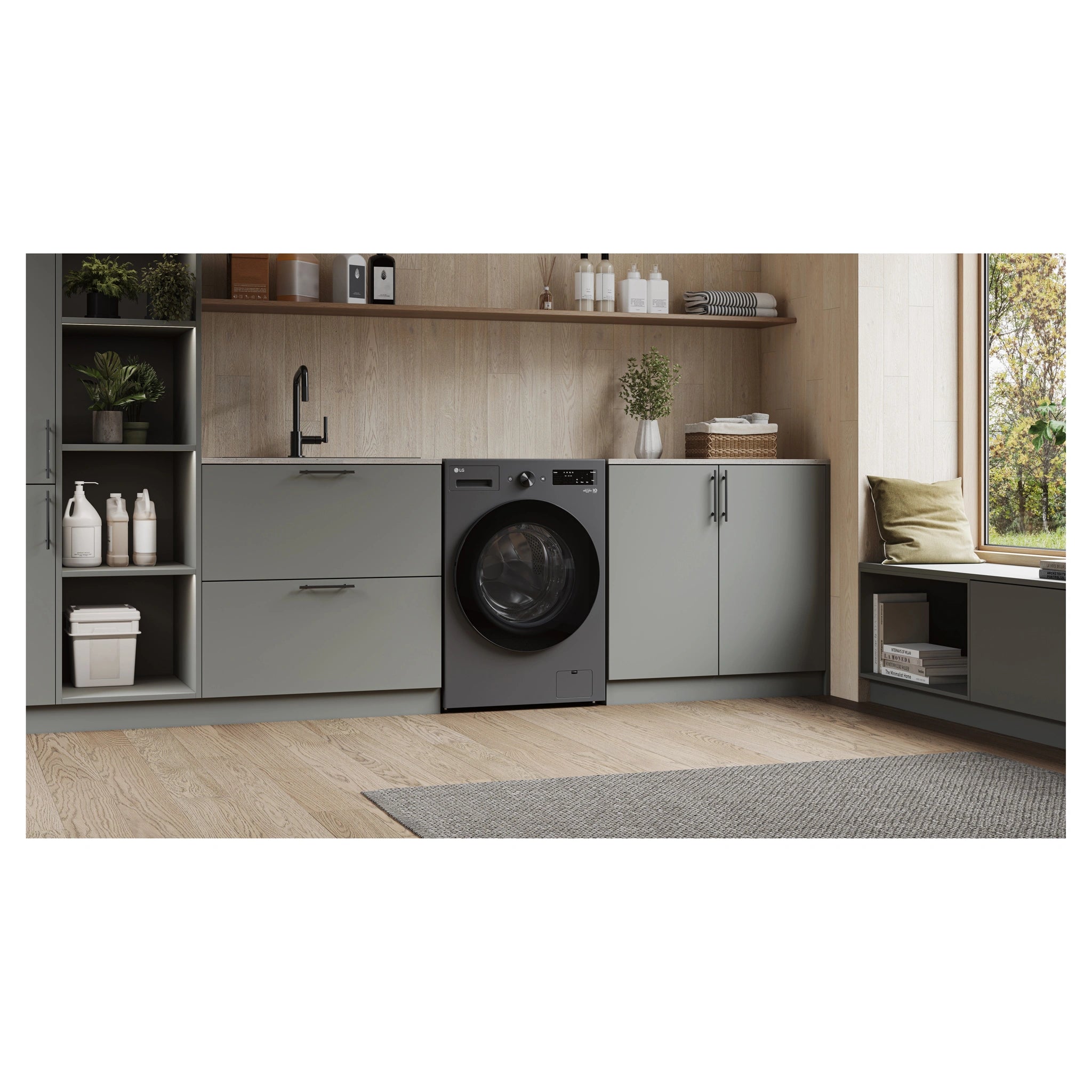 LG 14kg Series Graphite Extra Large Front Load Washer WXLS1014GX, Lifestyle View