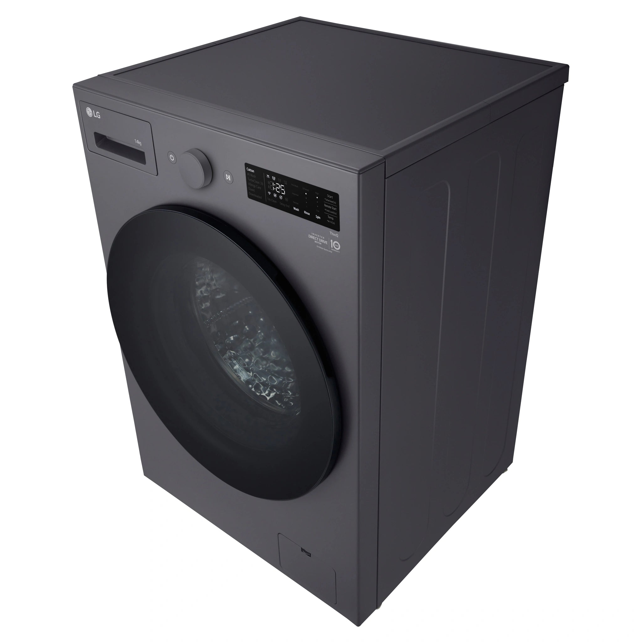 LG 14kg Series Graphite Extra Large Front Load Washer WXLS1014GX, Right SideTop View