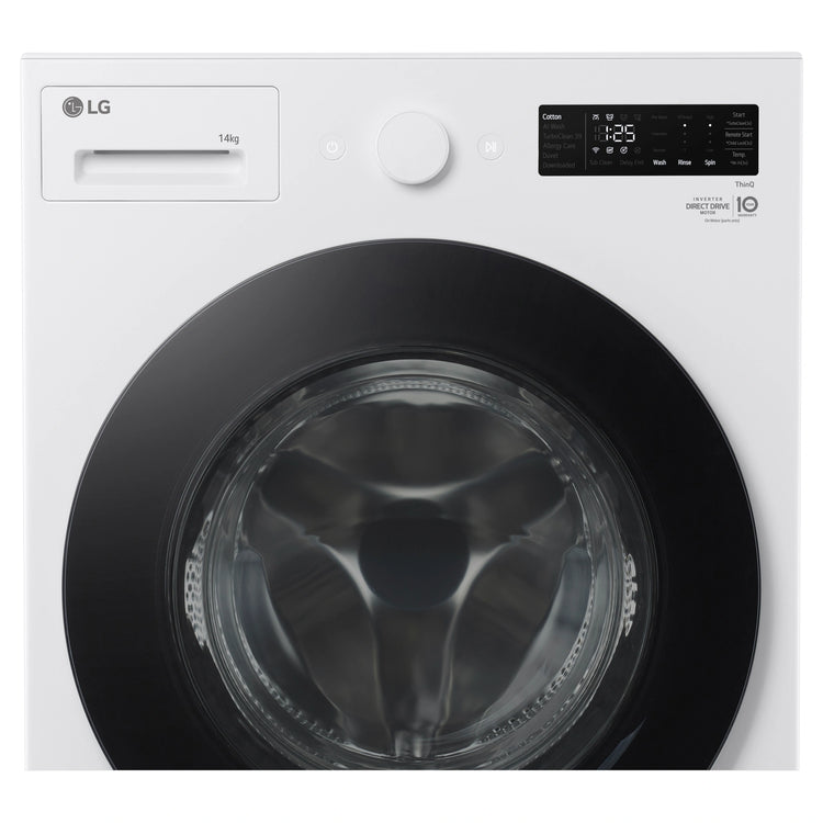 LG 14kg Matte White Extra Large AI Front Load Washer WXLS1014WX, Control Panel View