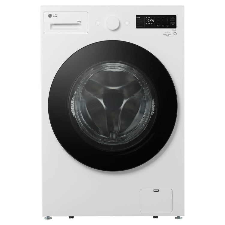LG 14kg Matte White Extra Large AI Front Load Washer WXLS1014WX, Front View