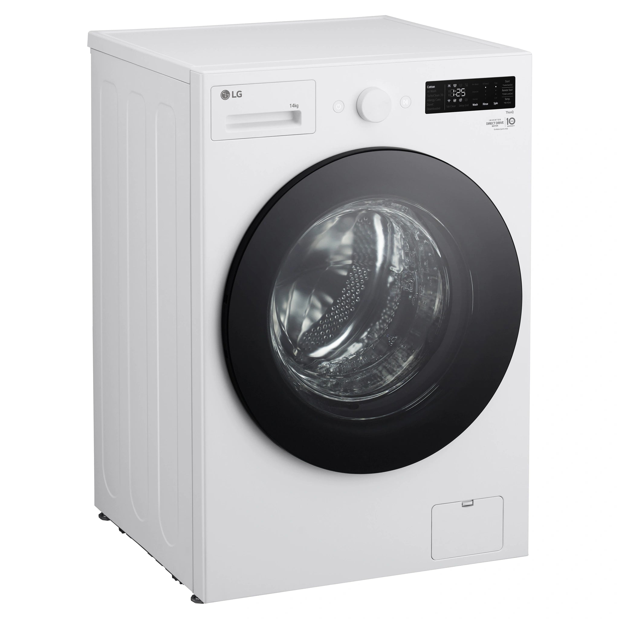 LG 14kg Matte White Extra Large AI Front Load Washer WXLS1014WX, Left Side View