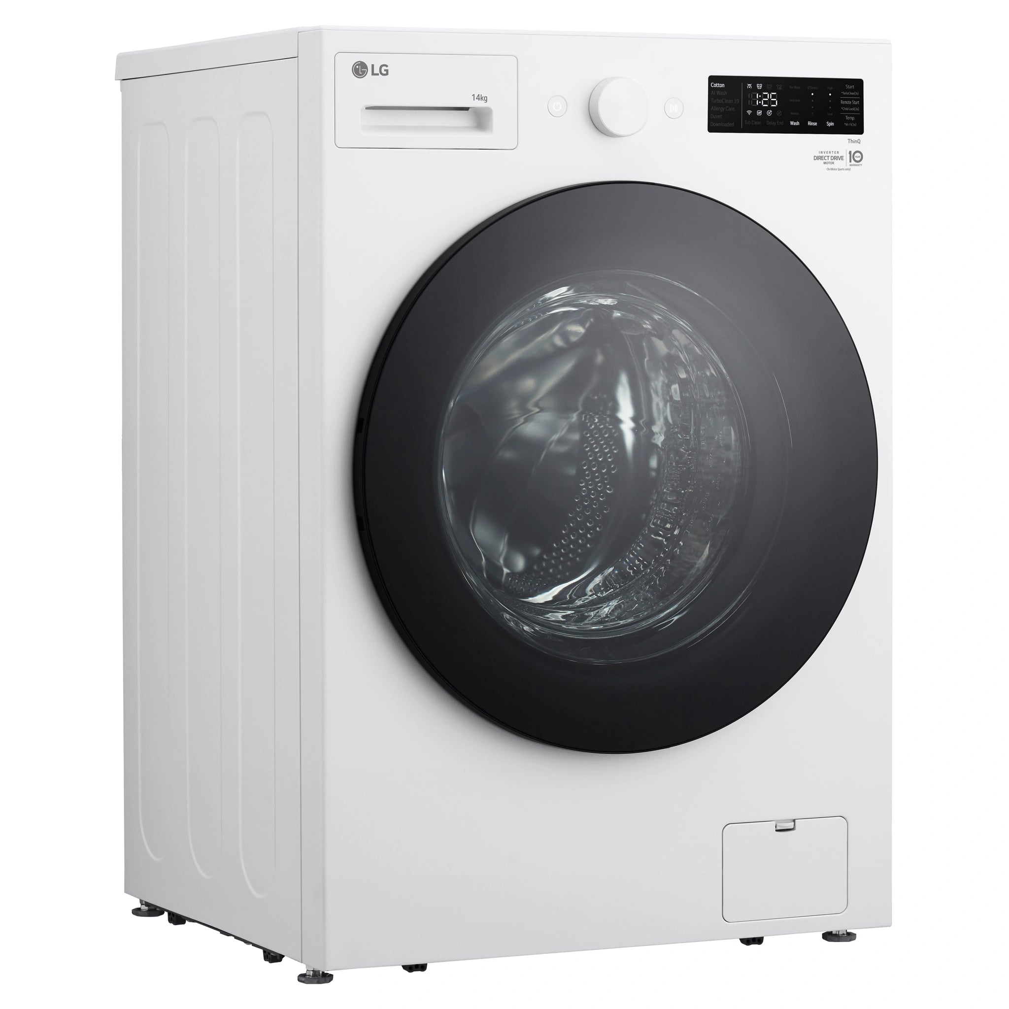 LG 14kg Matte White Extra Large AI Front Load Washer WXLS1014WX, Left Side View