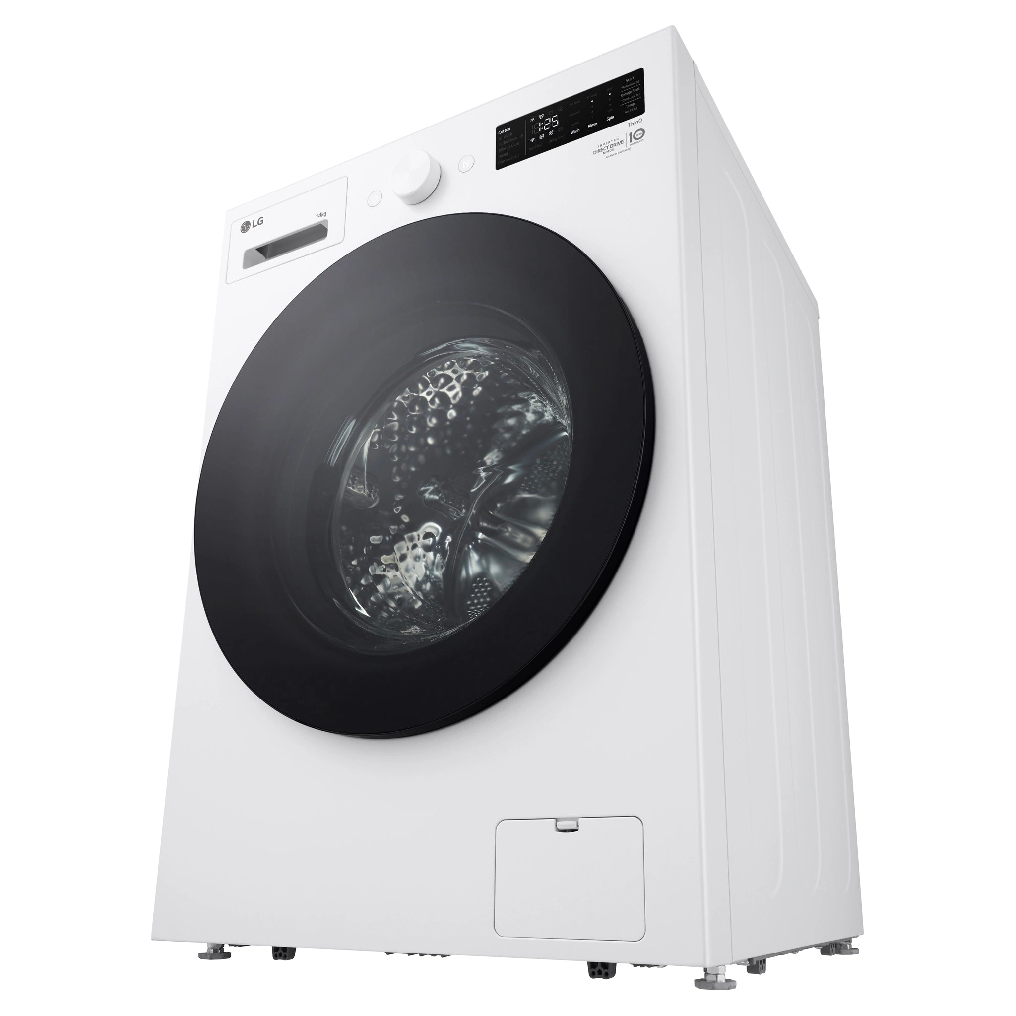LG 14kg Matte White Extra Large AI Front Load Washer WXLS1014WX, Right Side Bottom View