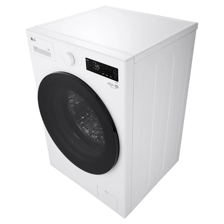LG 14kg Matte White Extra Large AI Front Load Washer WXLS1014WX, Right Side Top View