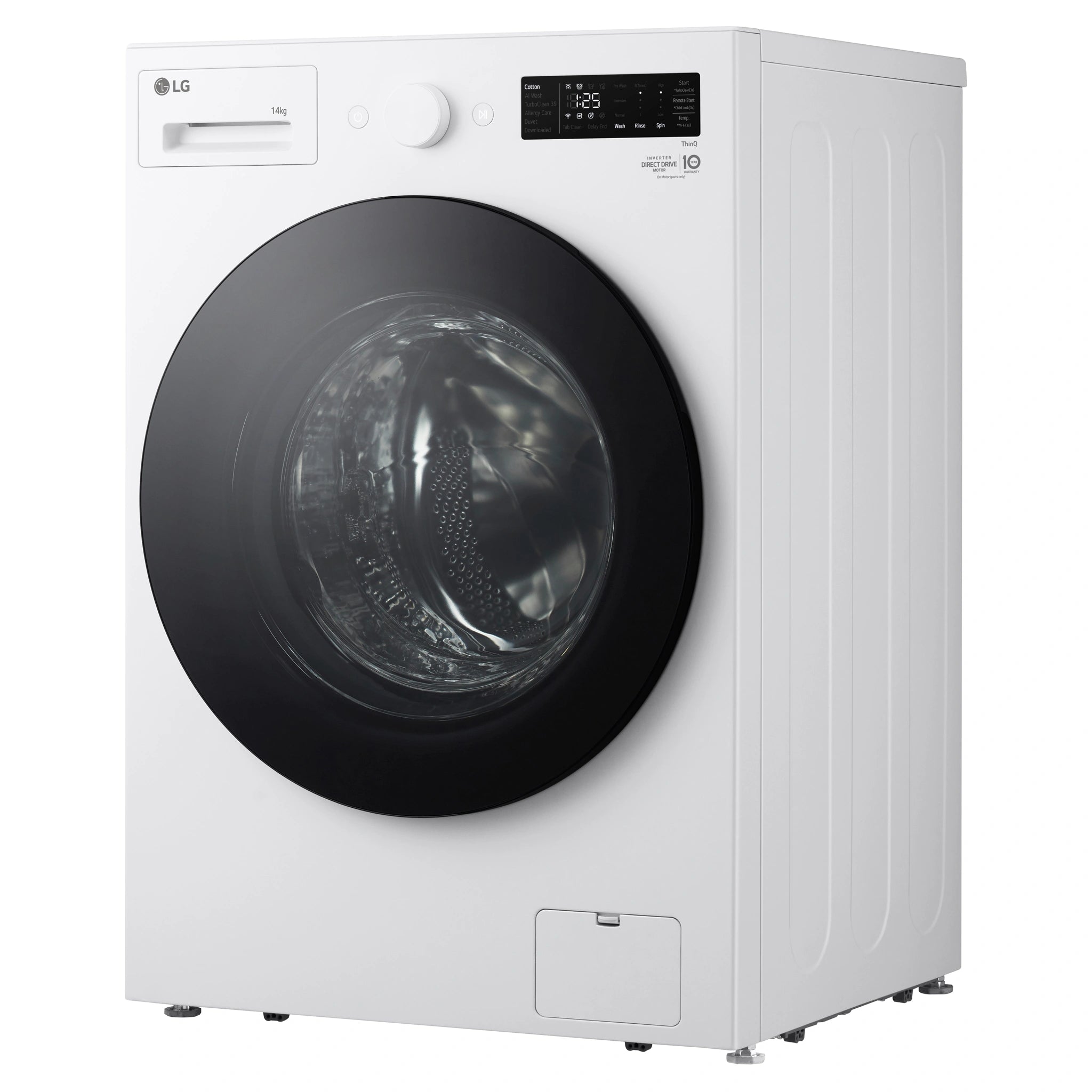 LG 14kg Matte White Extra Large AI Front Load Washer WXLS1014WX, Right Side View