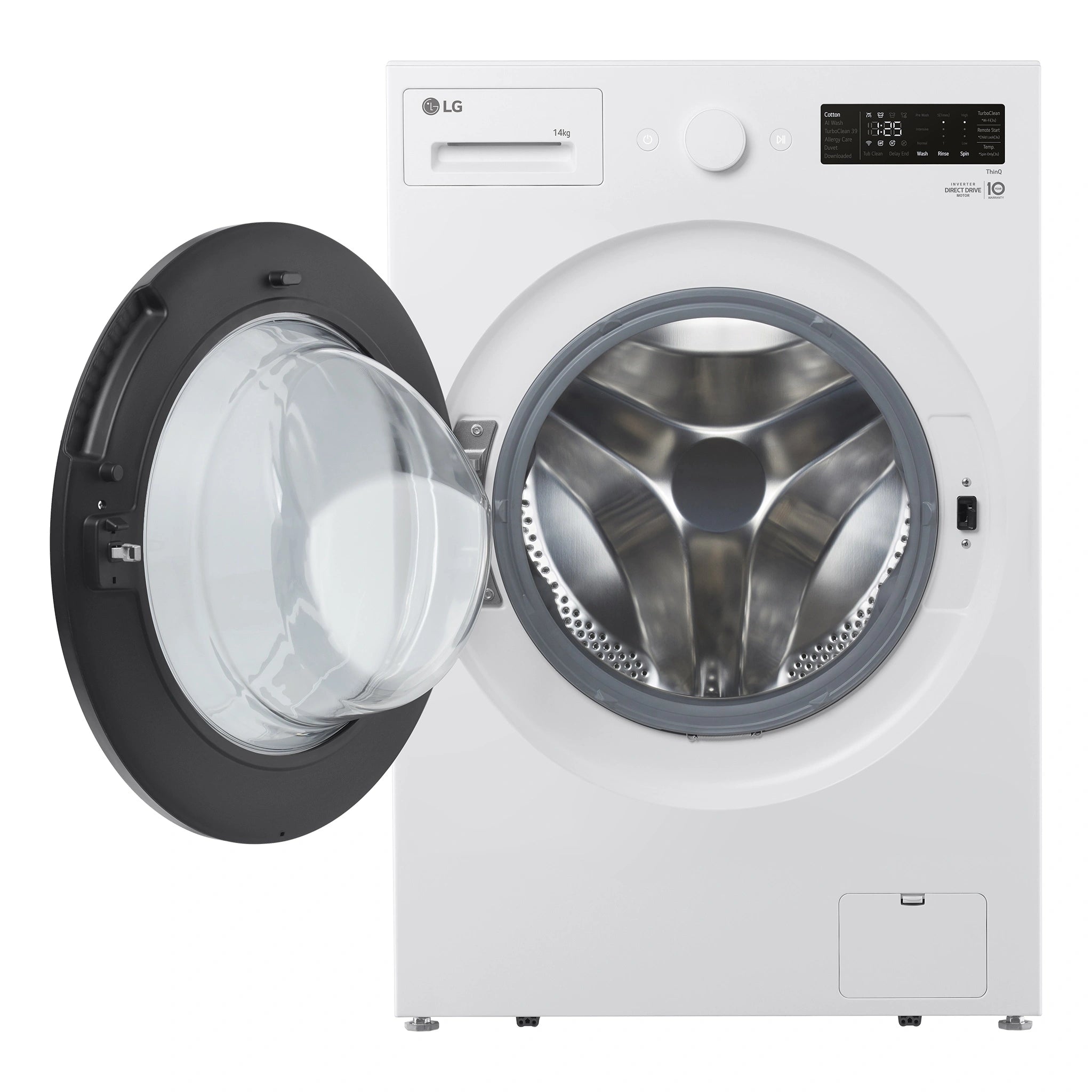 LG 14kg Series XL Front Load Washing Machine - Steam WXLS1014W, Front View With Door Open