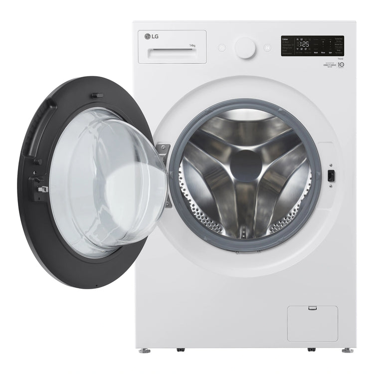LG 14kg Series XL Front Load Washing Machine - Steam WXLS1014W, Front View With Door Open