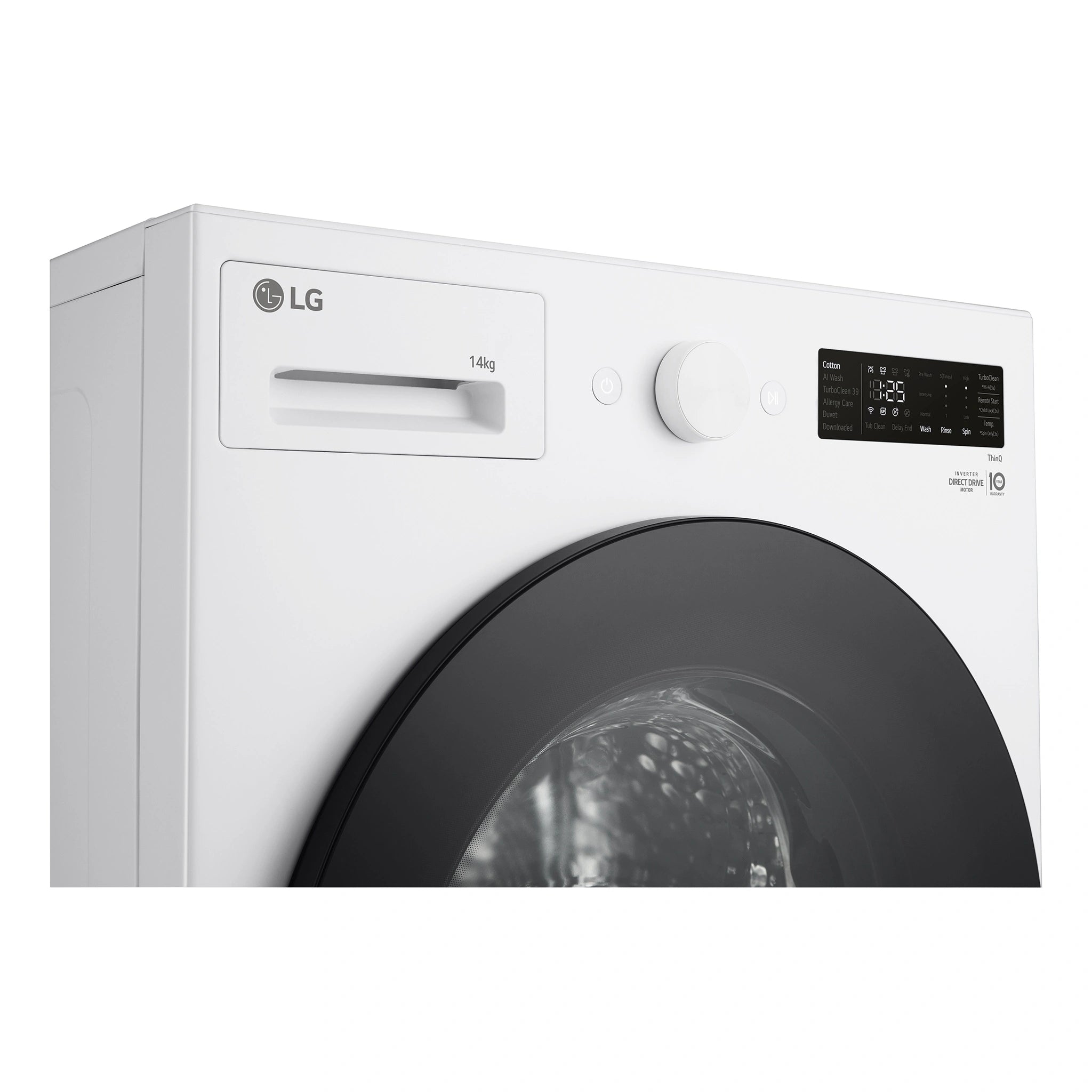 LG 14kg Series XL Front Load Washing Machine - Steam WXLS1014W, Left Side Control Panel View