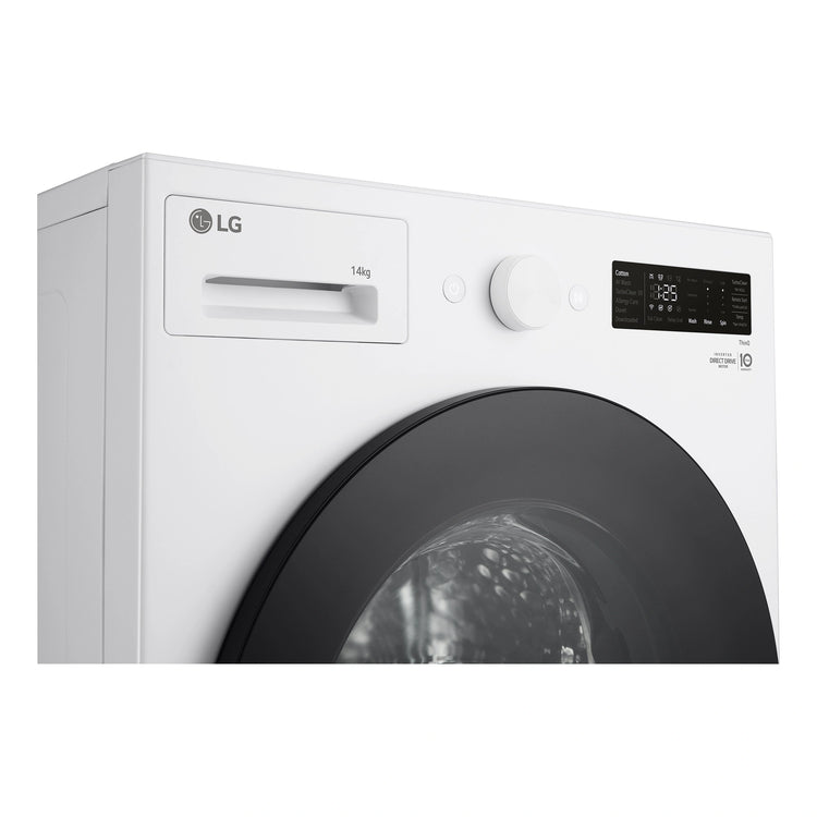 LG 14kg Series XL Front Load Washing Machine - Steam WXLS1014W, Left Side Control Panel View