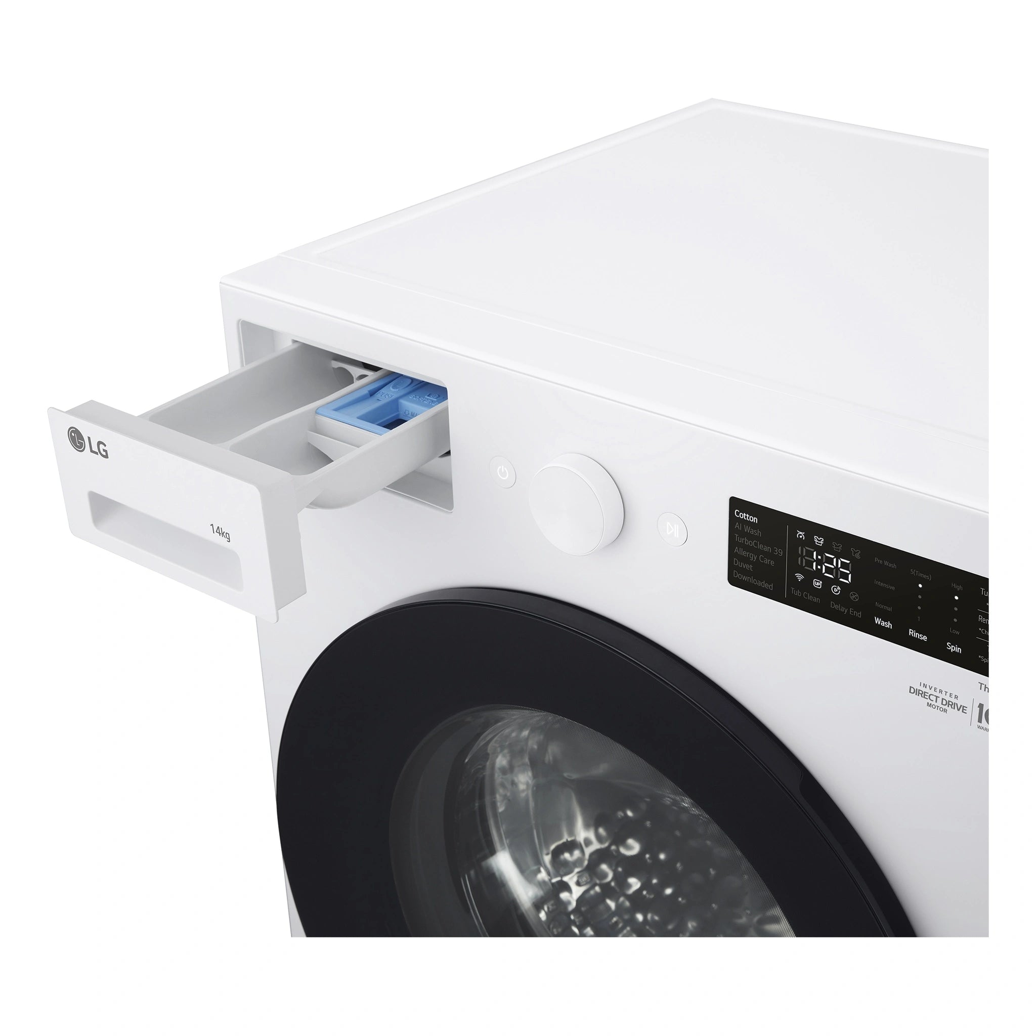 LG 14kg Series XL Front Load Washing Machine - Steam WXLS1014W, Right Side With Drawer View