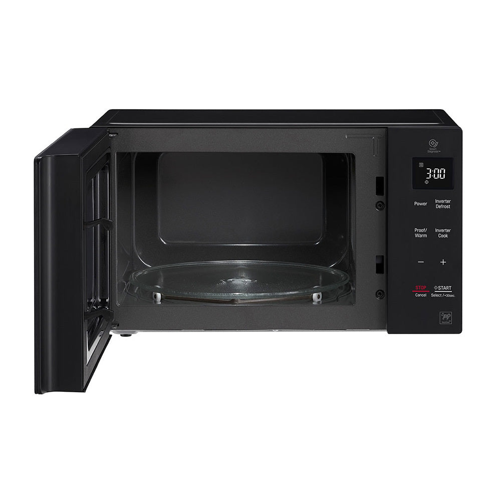 LG NeoChef 42L Microwave Oven Black MS4236DB, Front view with door open