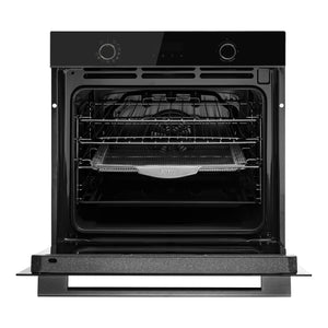 Omega Appliances 60cm 11 Function Oven with AirFry Midnight OBO6011AM, Front View Door Open