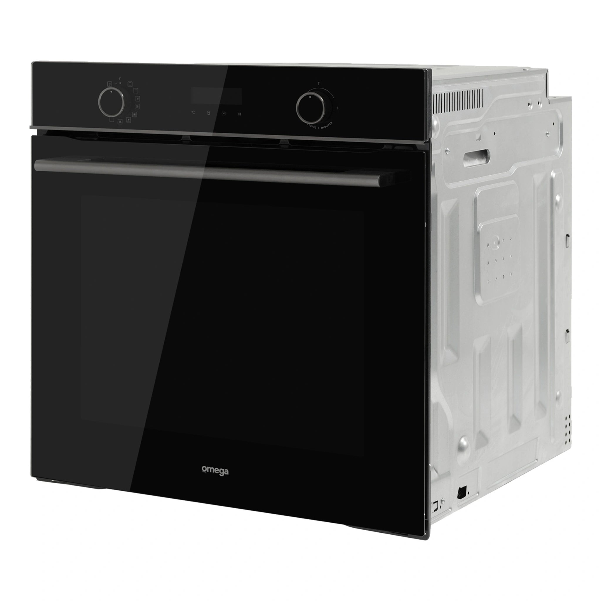 Omega Appliances 60cm 11 Function Oven with AirFry Midnight OBO6011AM, Side View Door Closed