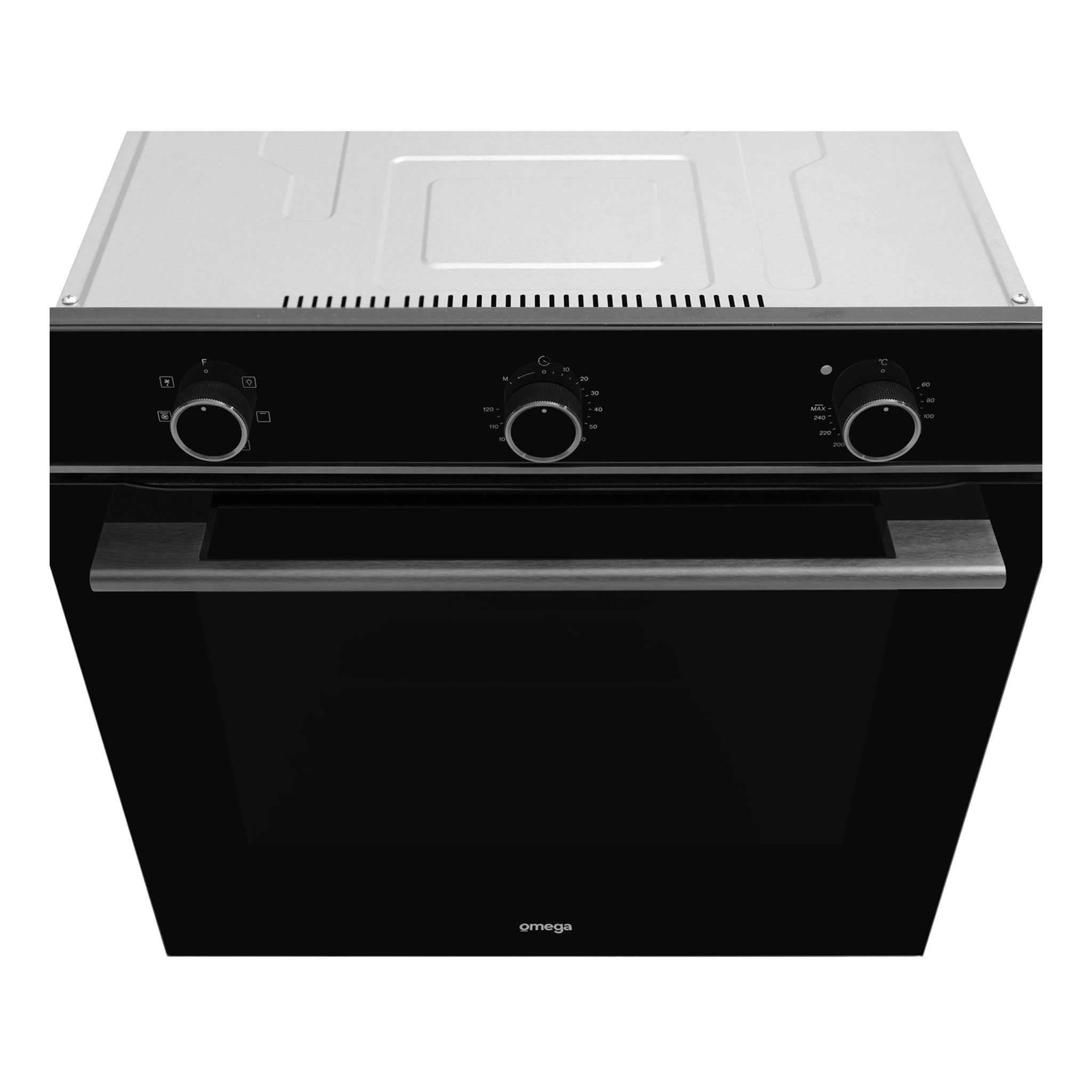  Omega Appliance 60cm 6 Function Oven Midnight OBO606M, Elevated View