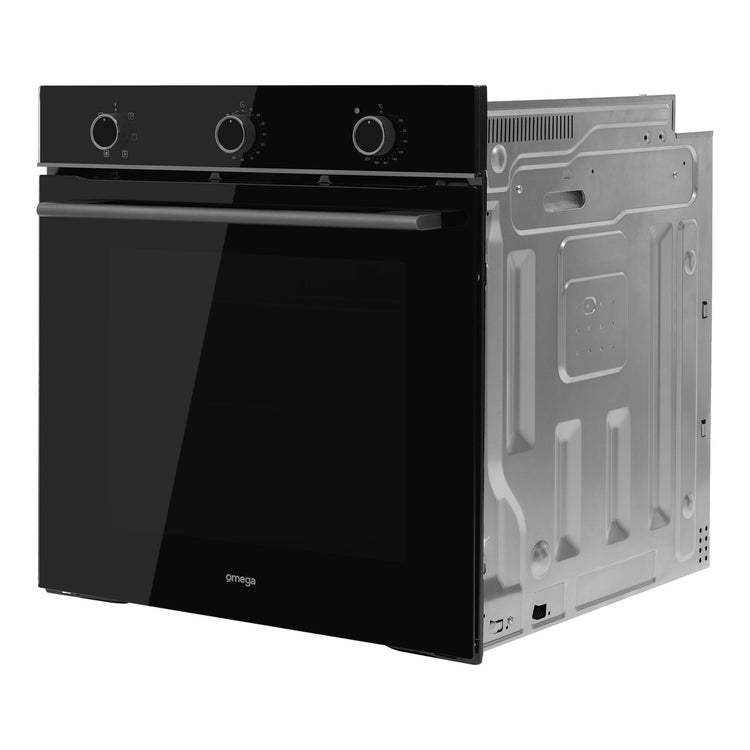  Omega Appliance 60cm 6 Function Oven Midnight OBO606M, Side View Door Closed