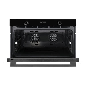  Omega Appliance 90×60cm 11 Function Oven with Air Fry OBO9011AM, Front View Door Open without Shelf