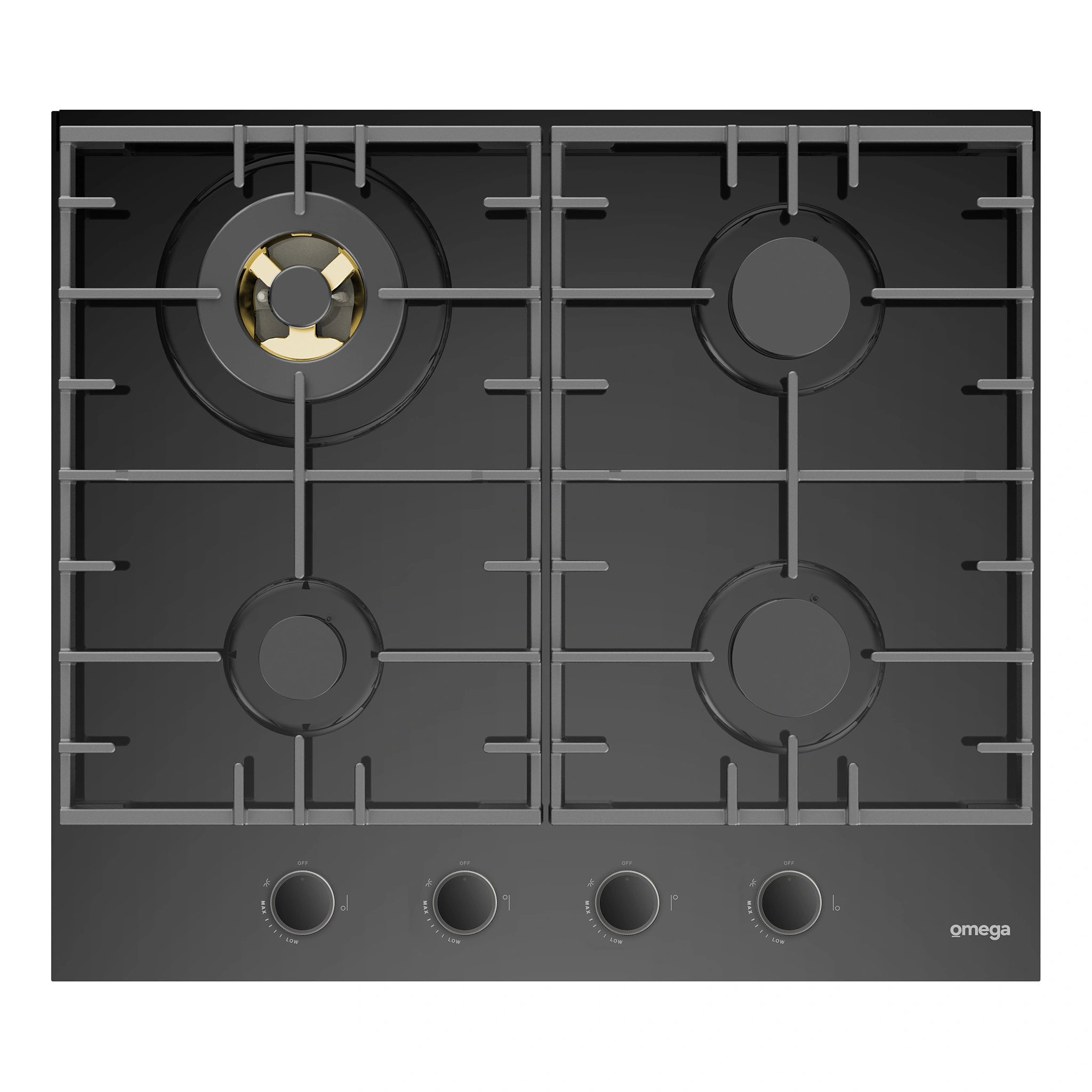 Omega Appliance 60cm Gas on Ceramic Glass Cooktop OCGG604WB, Front View