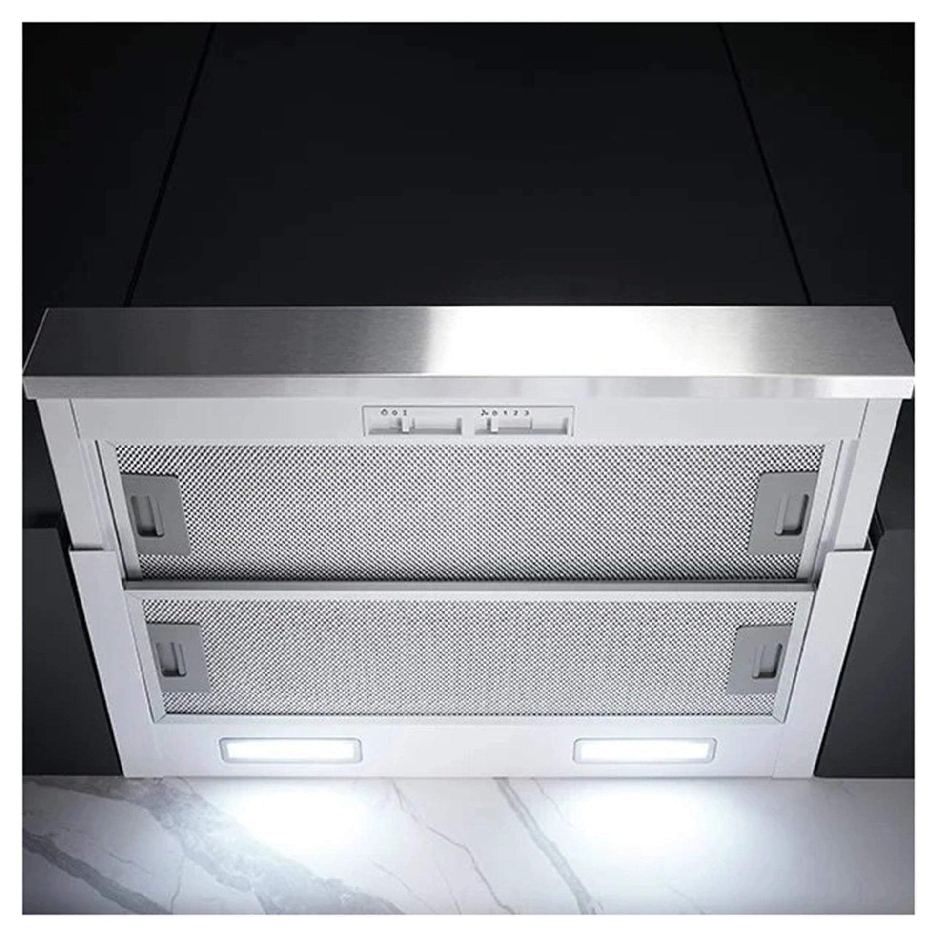 Omega Appliances 60cm Slideout Rangehood – Stainless Steel ORT6WXA, Front View 2