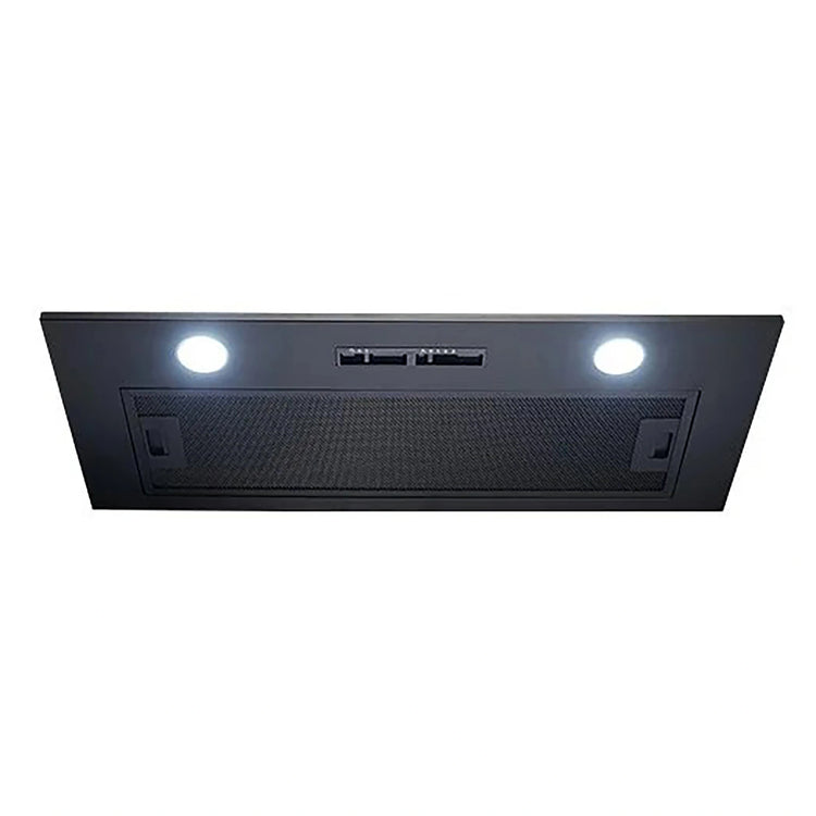 Omega Appliances 52cm Black Undermount Ducted Rangehood ORU52MB, Front View