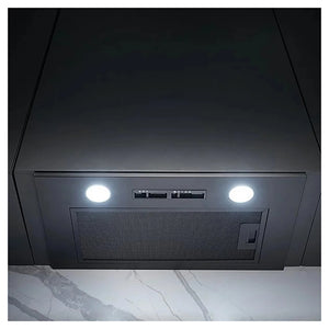 Omega Appliances 52cm Black Undermount Ducted Rangehood ORU52MB, Front View 1