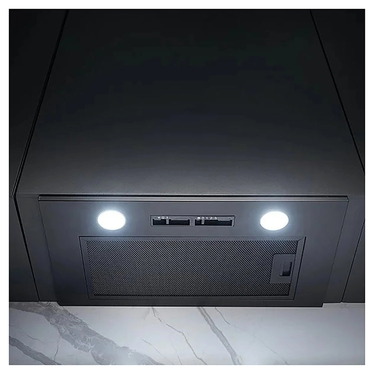 Omega Appliances 52cm Black Undermount Ducted Rangehood ORU52MB, Front View 1