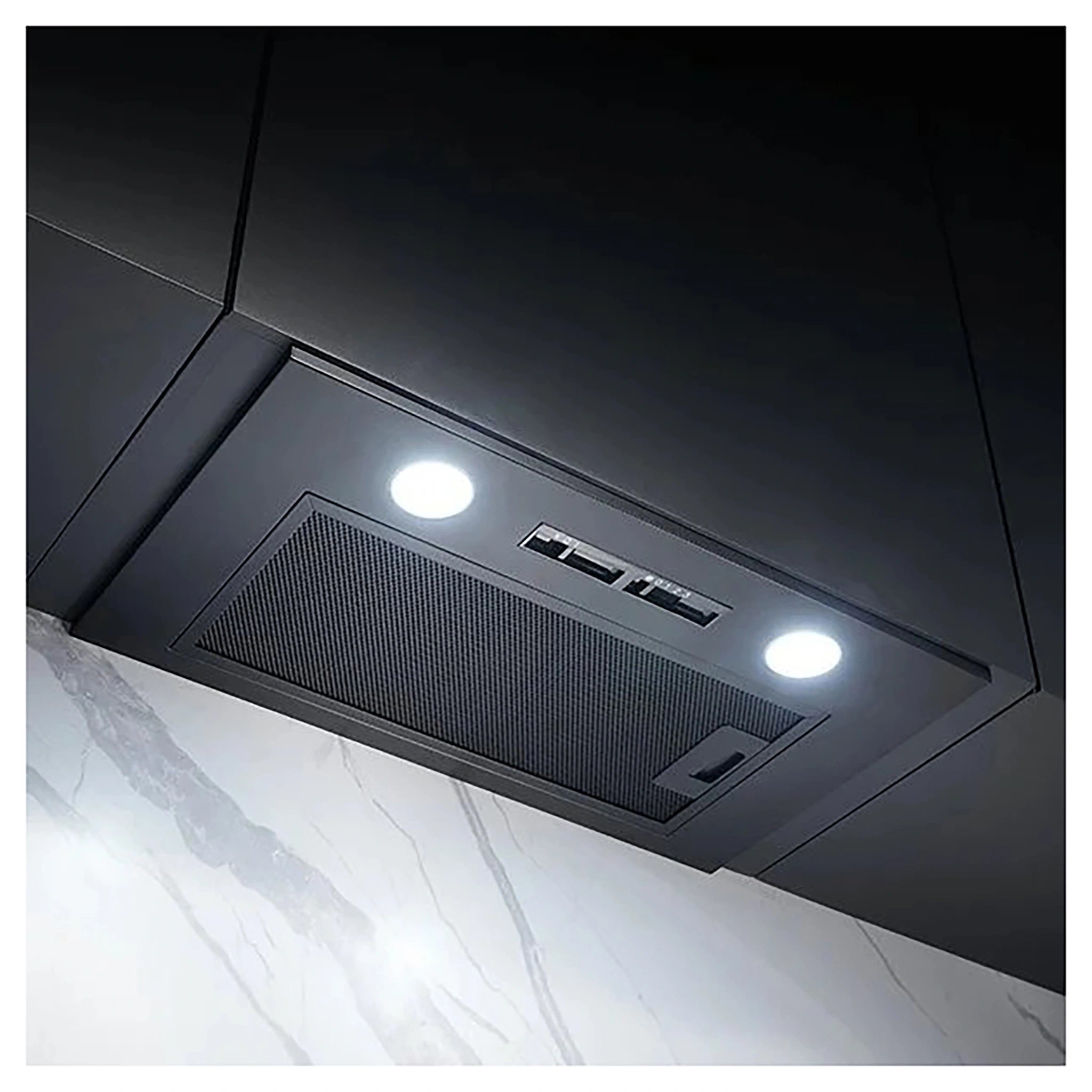 Omega Appliances 52cm Black Undermount Ducted Rangehood ORU52MB, Top View