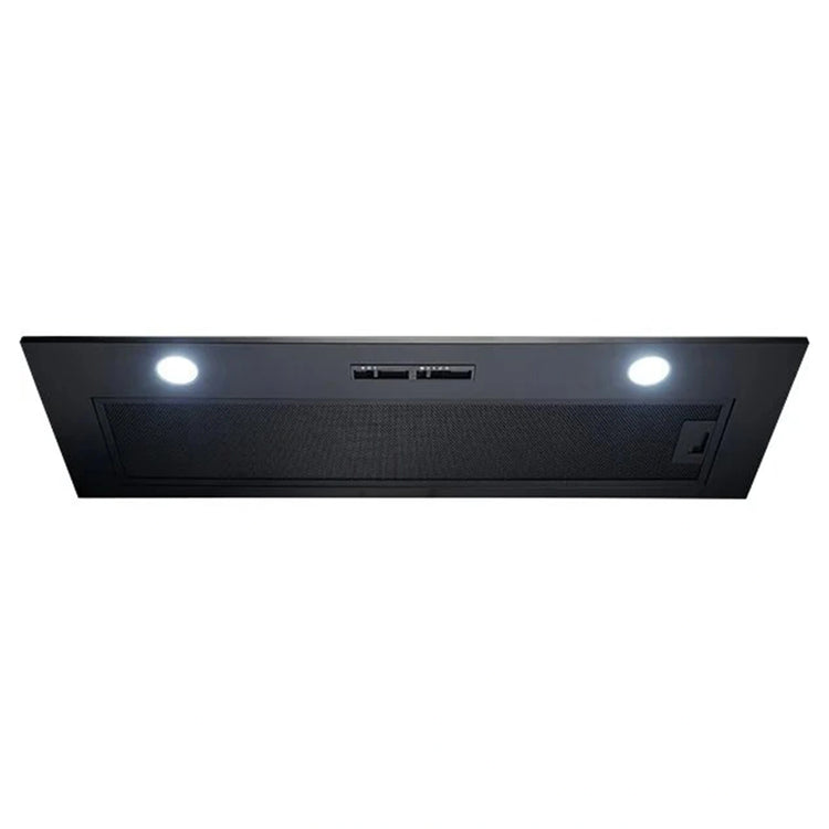 Omega Appliances 90cm Undermount Rangehood ORU90MB, Front View With Led Light View