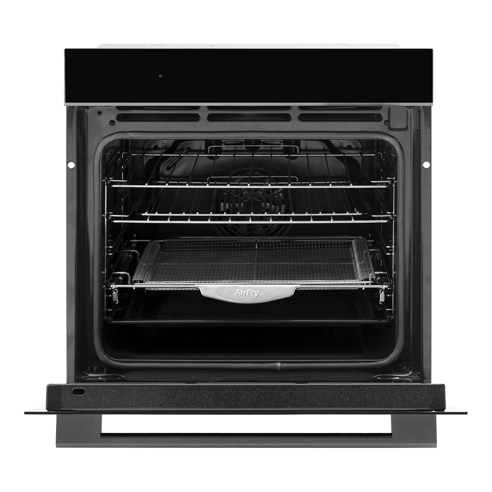 Omega Appliances 60cm 16 Function Pyrolytic Oven with Air Fry OBOP6016AM, Front View With Door Open