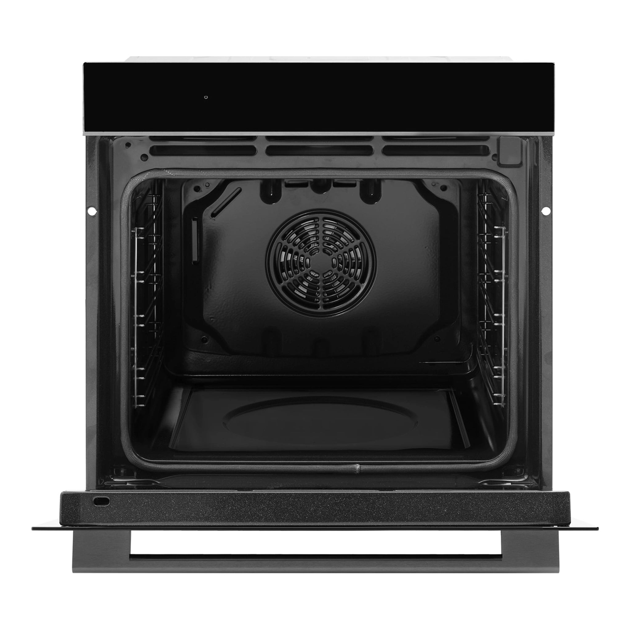 Omega Appliances 60cm 16 Function Pyrolytic Oven with Air Fry OBOP6016AM, Front View With Door Open 2