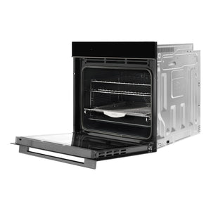 Omega Appliances 60cm 16 Function Pyrolytic Oven with Air Fry OBOP6016AM, Right Side View With Door Open