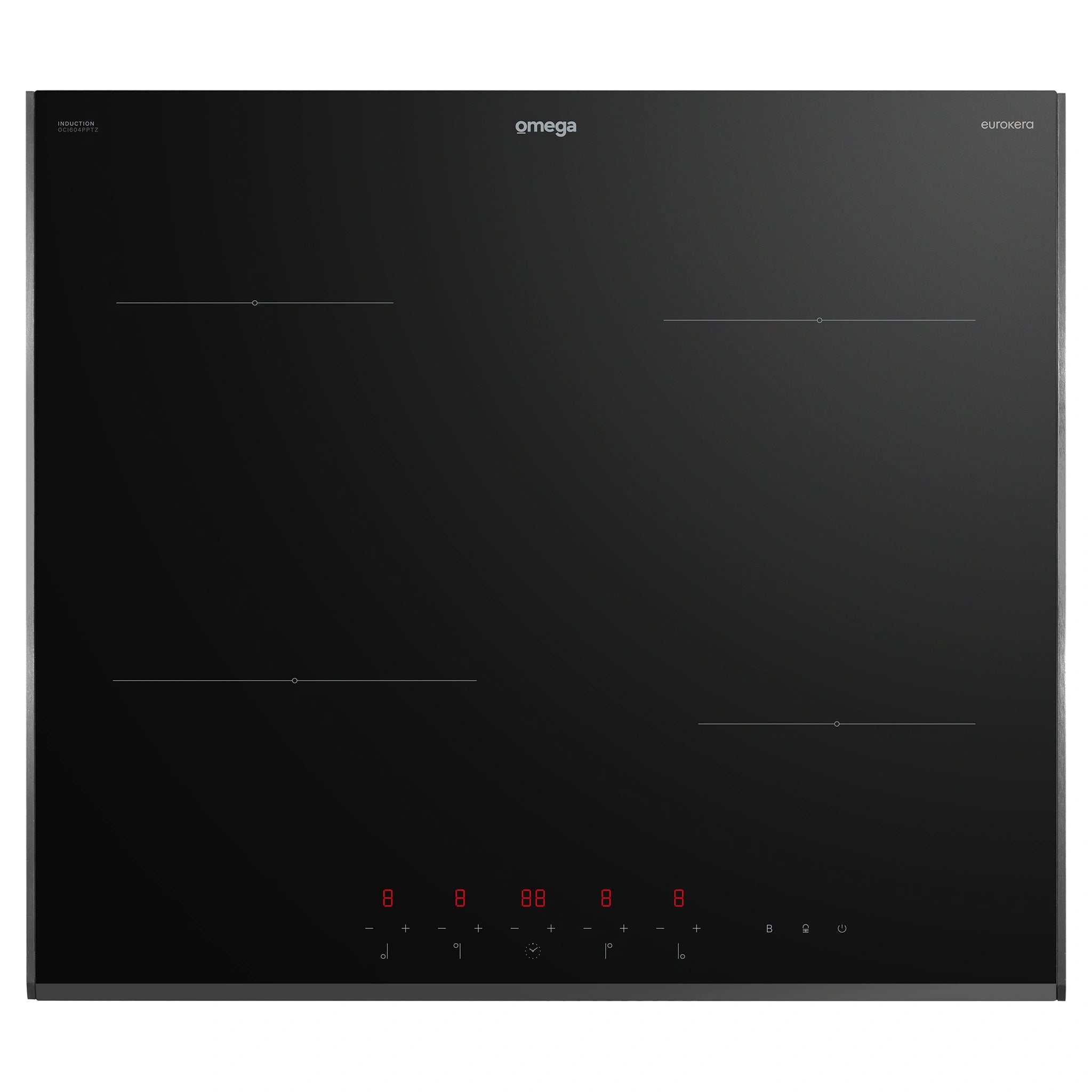 Omega Appliances 60cm Induction Cooktop, 10 Amp Power Phasing OCI604PPTZ, Front View