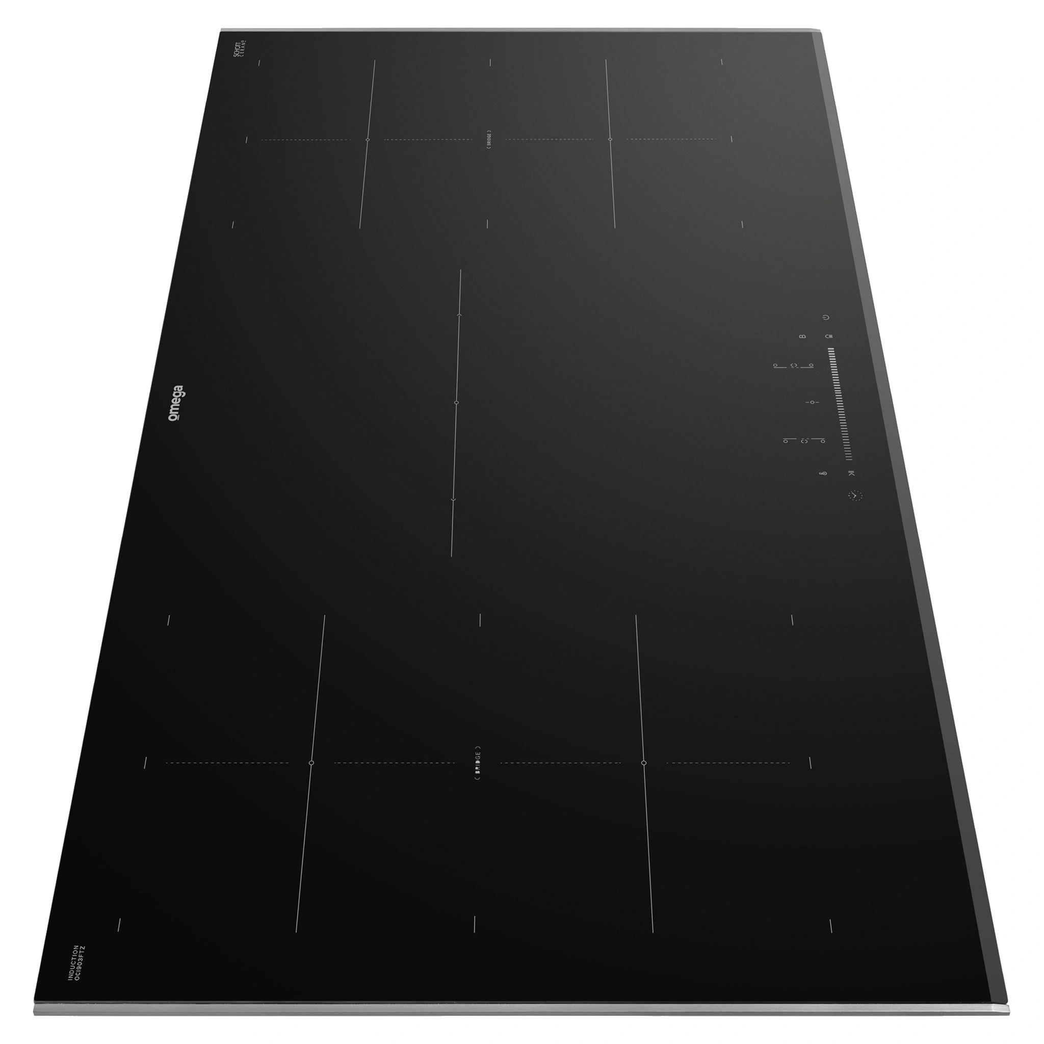 Omega Appliance 90cm 5 Zone Induction Cooktop with Bridge Zones OCI903FTZ, Side View
