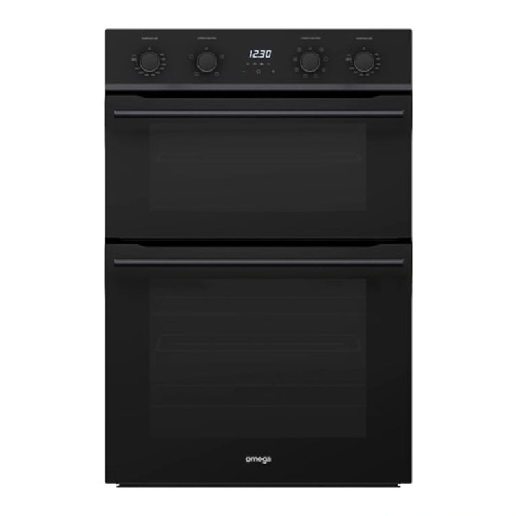 Omega Appliances 60cm 12 Function Double Oven, Midnight ODO6012M, Front View