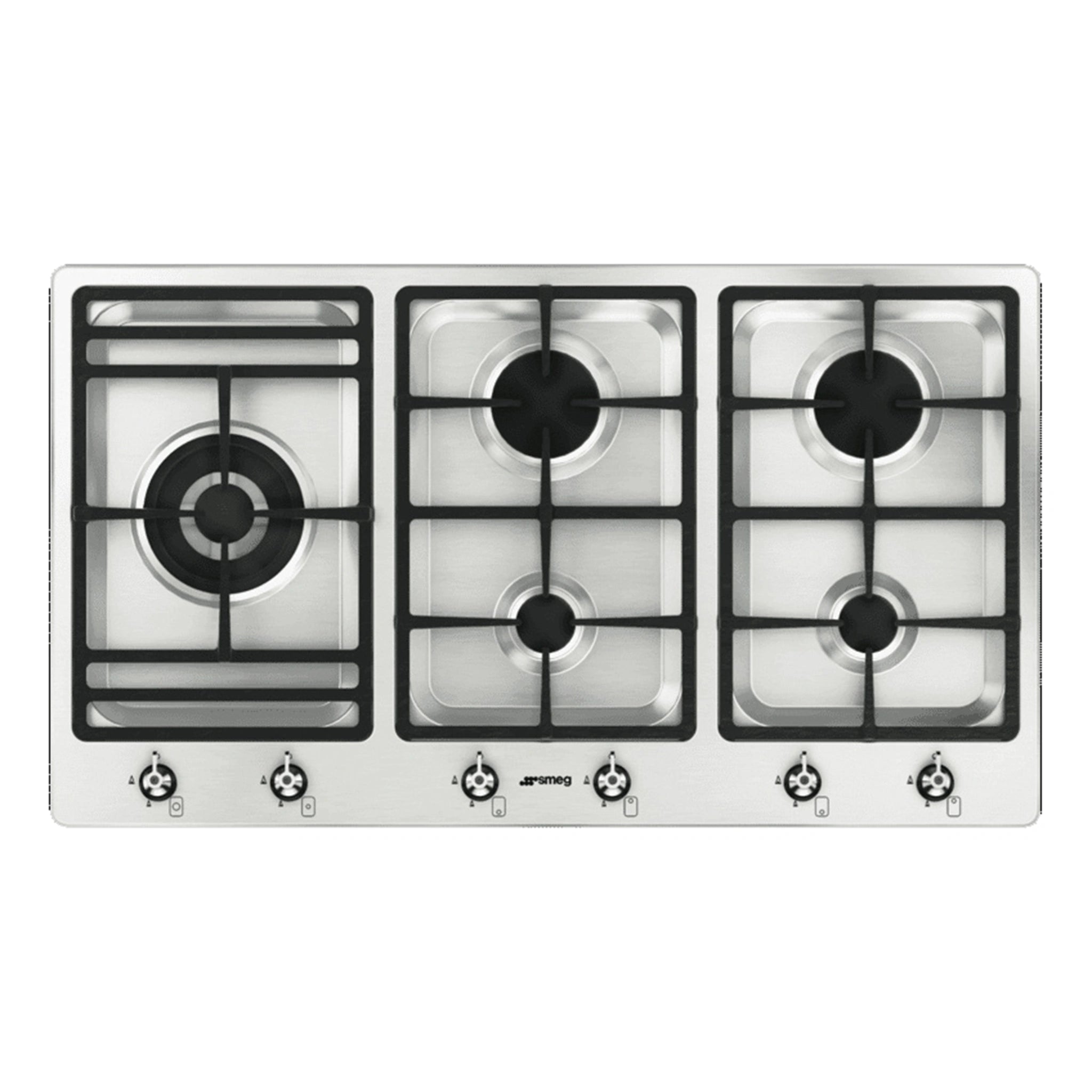 Smeg 90cm 5-Burner Classic Natural Gas Cooktop PSA9065, Top View