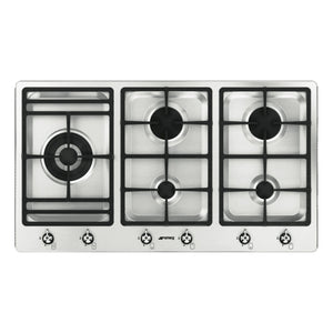 Smeg 90cm 5-Burner Classic Natural Gas Cooktop PSA9065, Top View