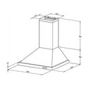 Robinhood RWH3CH6SS 60cm Stainless Steel Canopy Rangehood, Dimensions