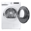 Samsung 8kg Heat Pump Smart Dryer with Intelligent AI Dry DV80T5420AW, Front View With Door Open Left