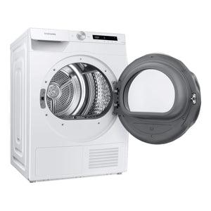 Samsung 8kg Heat Pump Smart Dryer with Intelligent AI Dry DV80T5420AW, Left Side View With Door Open