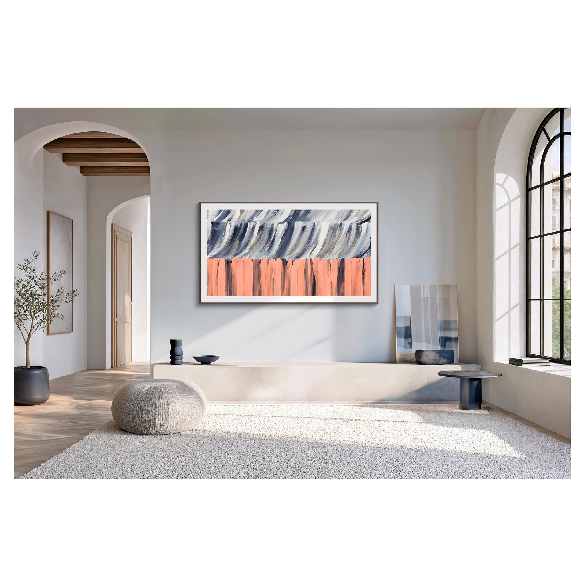 Samsung 55 Inch Black The Frame 4K Vision AI Smart TV (2026) QA55LS03HEWXXY, Front On the Wall View