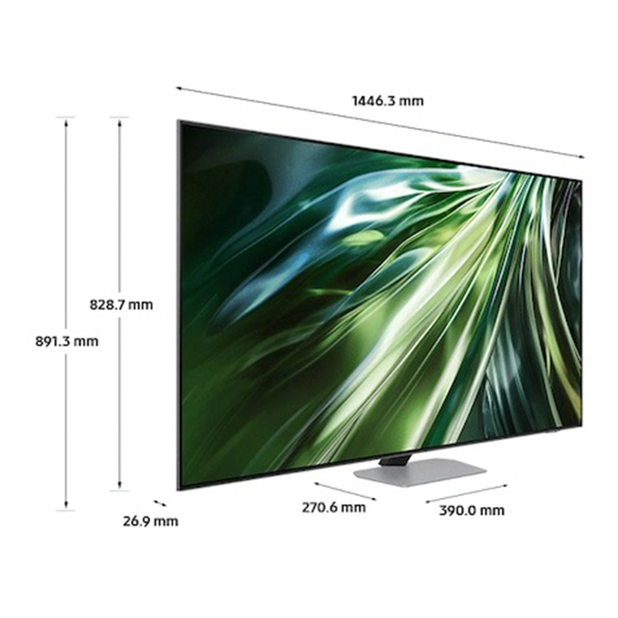 Samsung 65-inch Neo QLED 4K QN90D Smart AI TV QA65QN90DAWXXY, Dimensions
