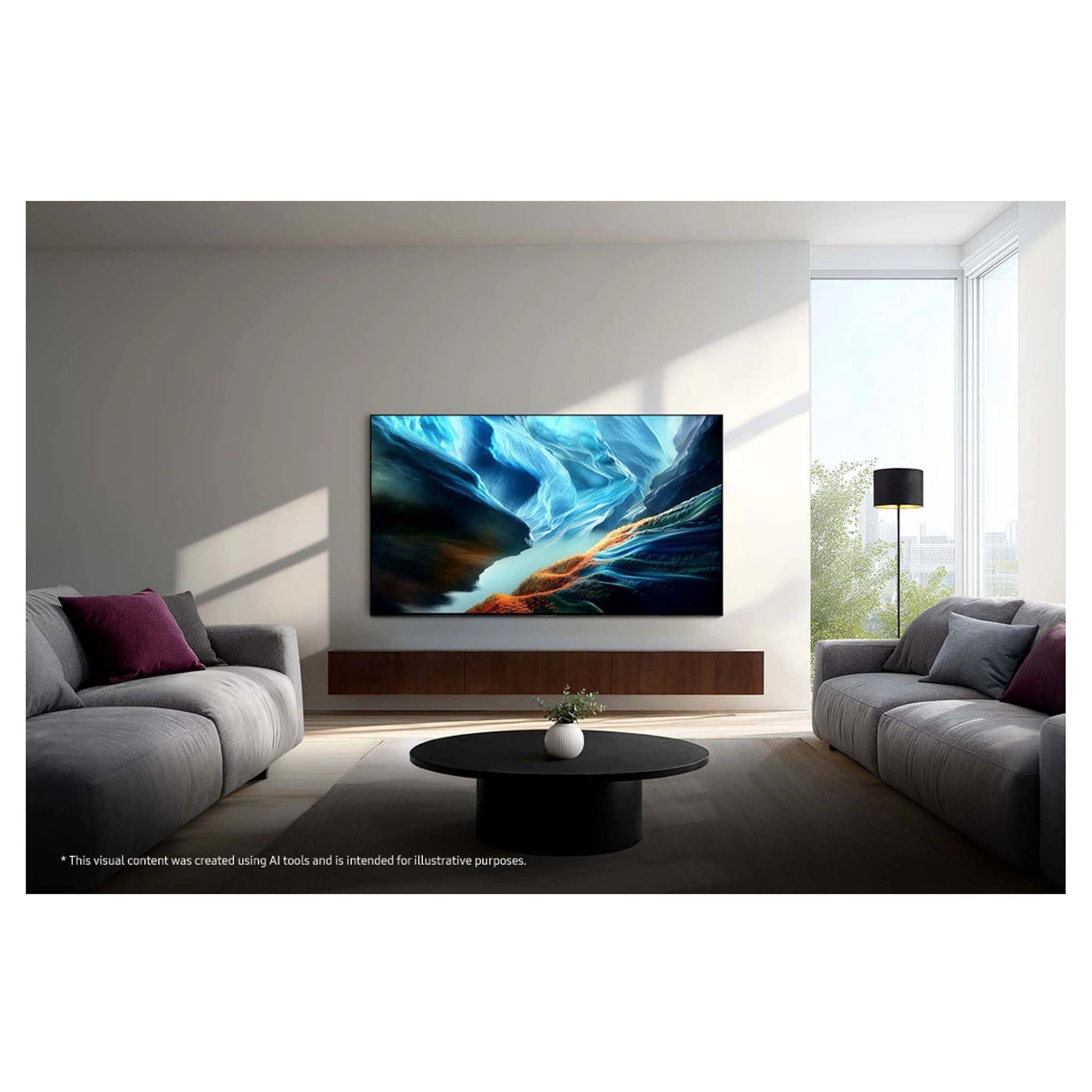 Samsung 65 Inch OLED S90H 4K Vision AI Smart TV QA65S90HAWXXY, Front View on the Wall