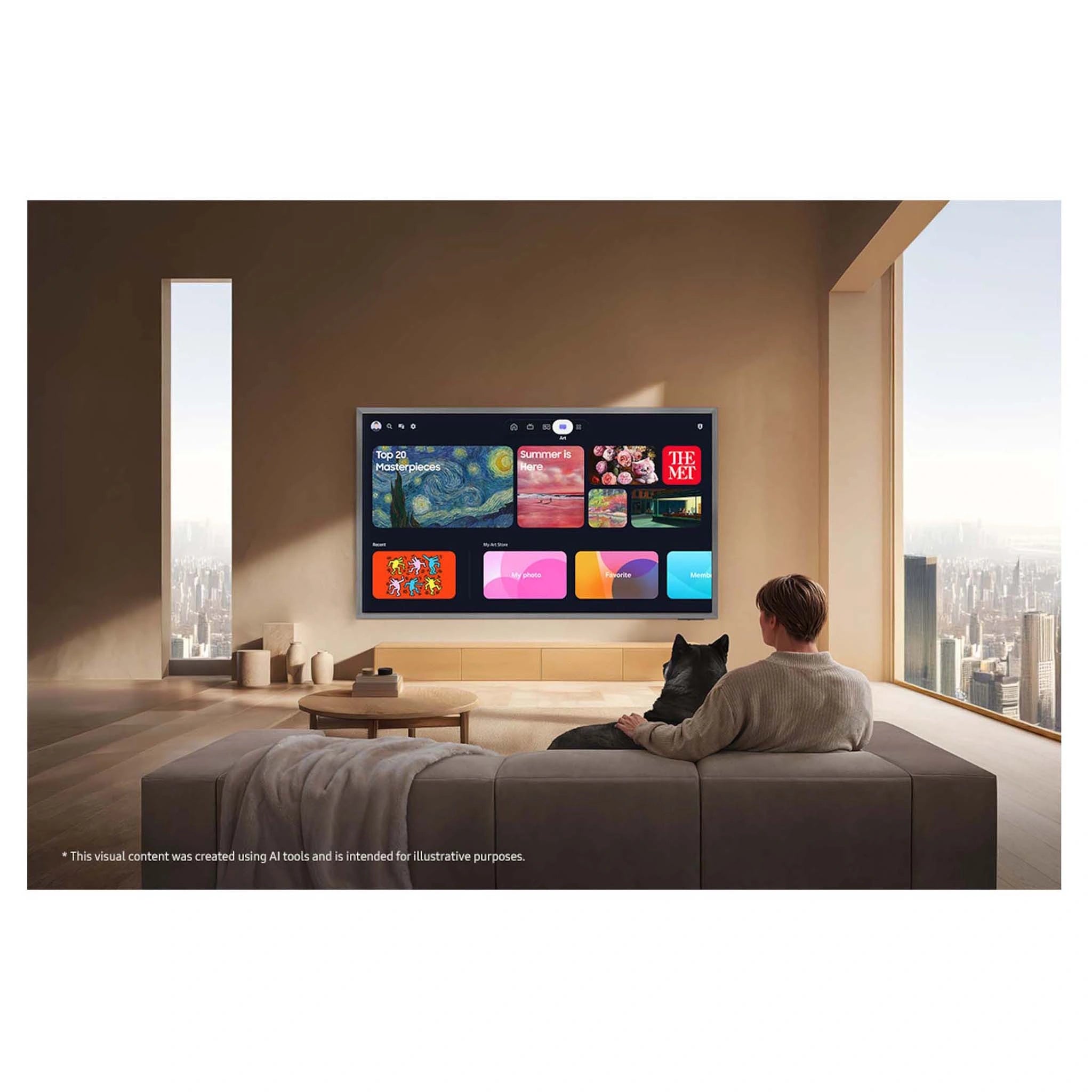 Samsung 77 Inch S95H OLED 4K Smart AI TV QA77S95HAEXXY, Front View on the Wall