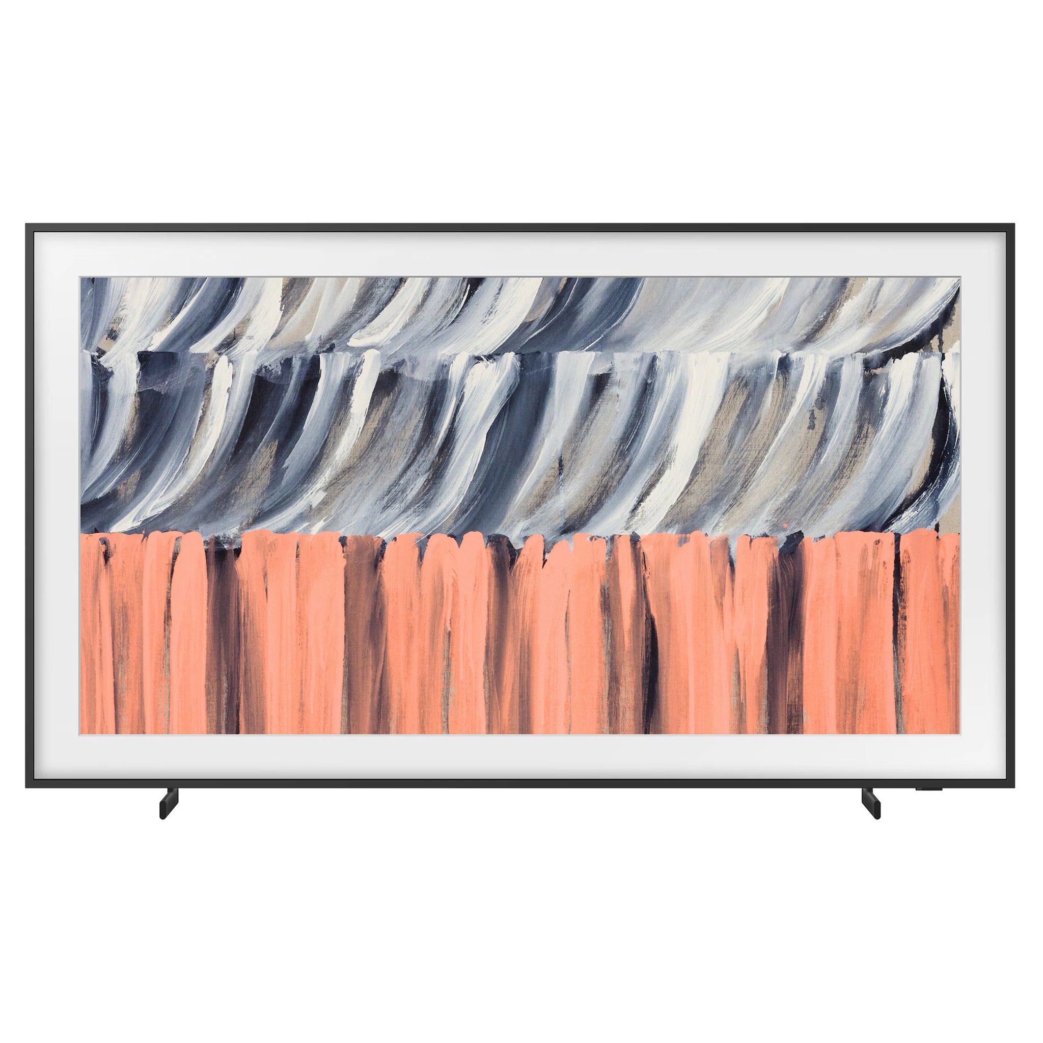 Samsung 85 Inch Black The Frame 4K Vision AI Smart TV (2026) QA85LS03HEWXXY, Front View with TV Stand Legs
