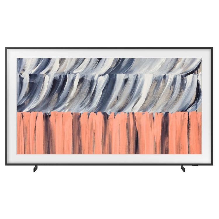 Samsung 85 Inch Black The Frame 4K Vision AI Smart TV (2026) QA85LS03HEWXXY, Front View with TV Stand Legs