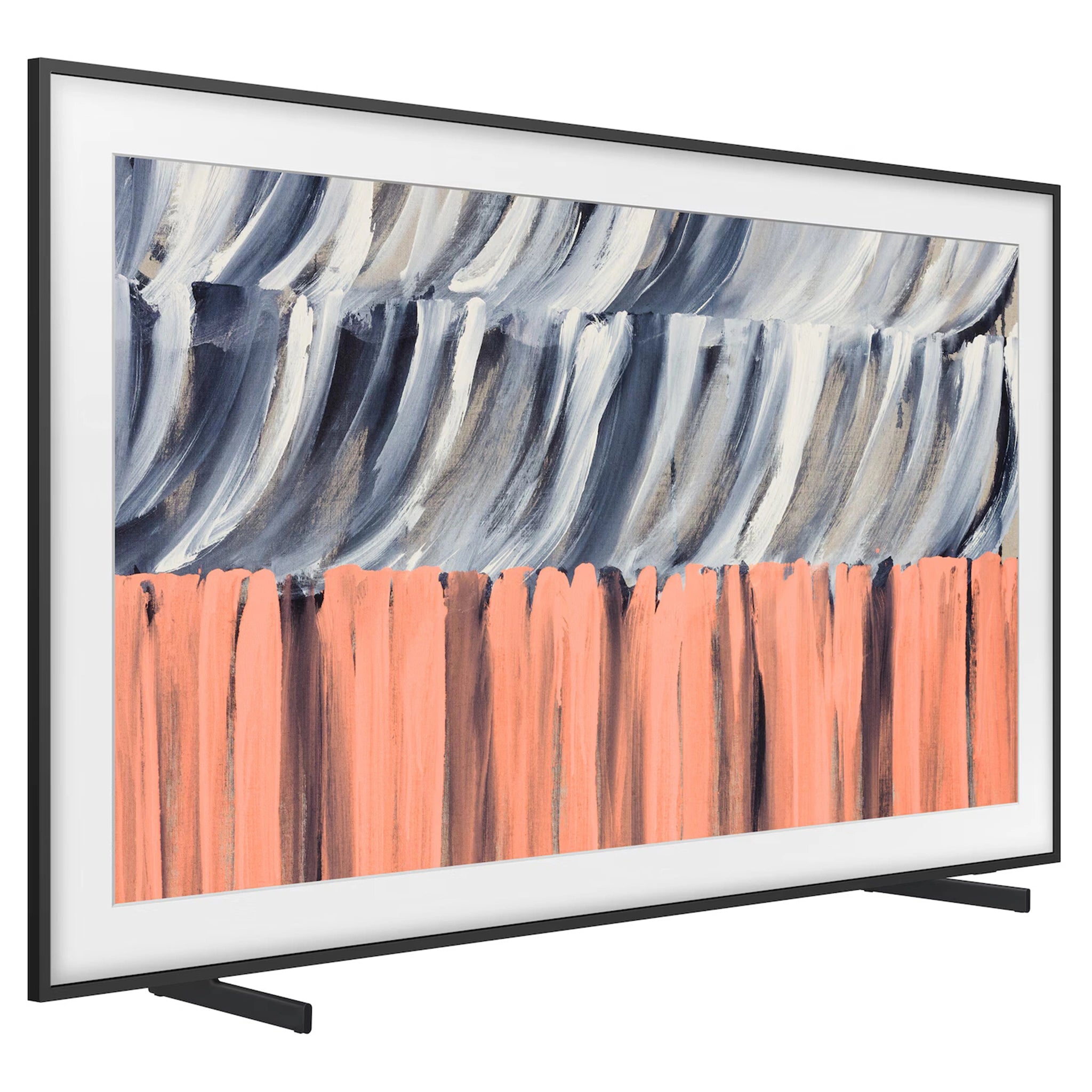Samsung 85 Inch Black The Frame 4K Vision AI Smart TV (2026) QA85LS03HEWXXY, Left Side View with TV Stand Legs