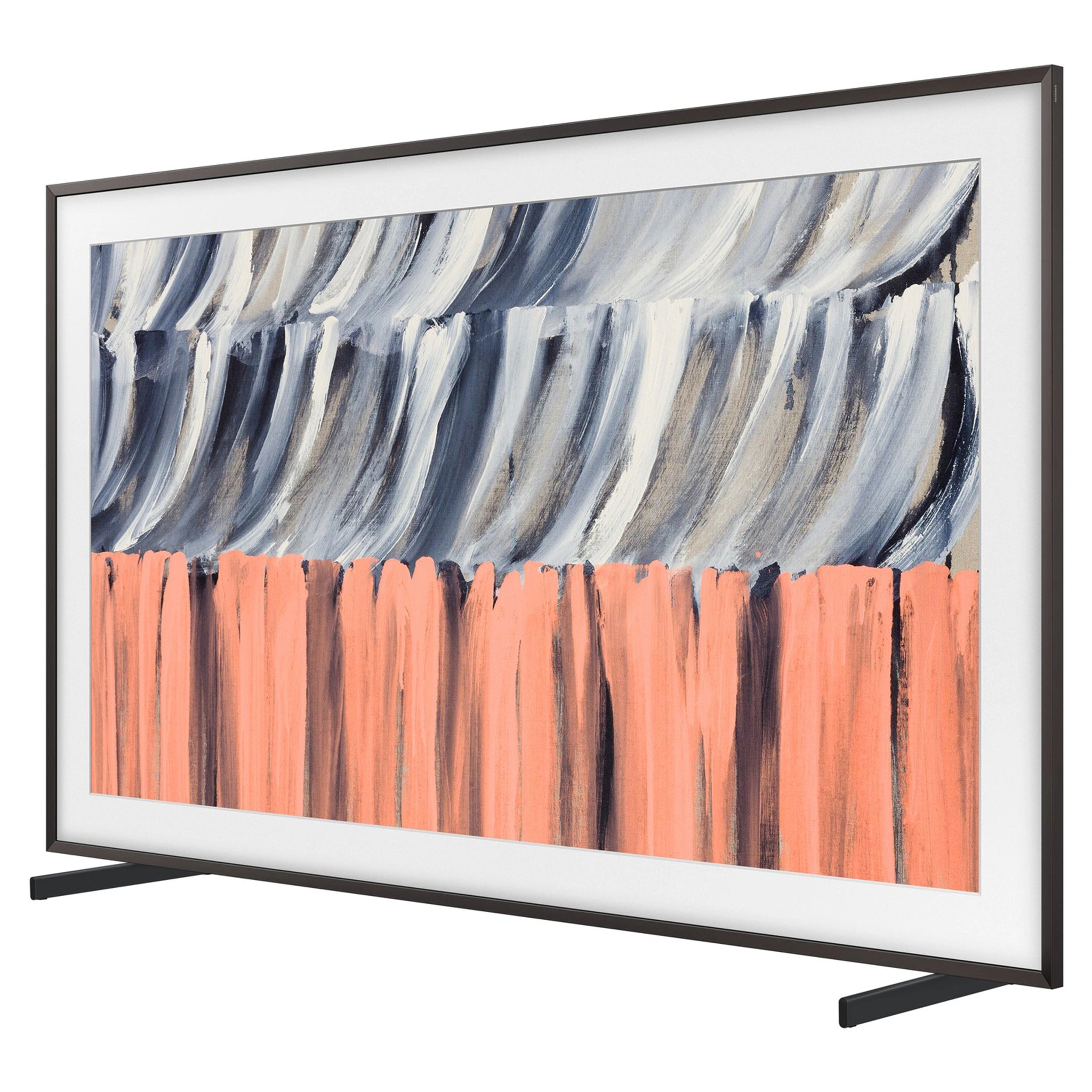 Samsung 98 Inch Black The Frame 4K Vision AI Smart TV QA98LS03HEWXXY, Right Side View with TV Stand Legs