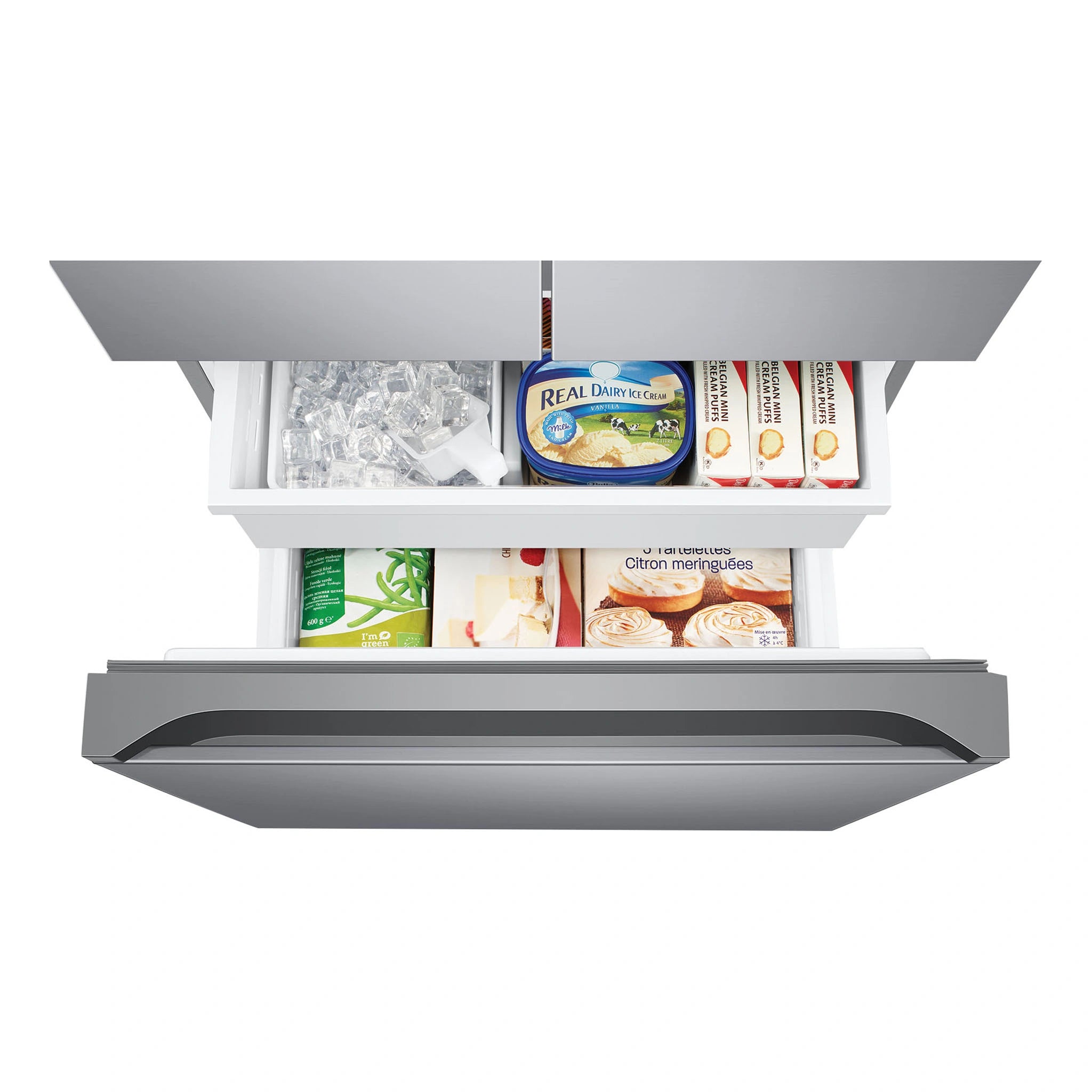 Samsung 498L French Door Refrigerator with Non-Plumbed Water Dispenser SRF5300SD, Freezer Drawer Top View